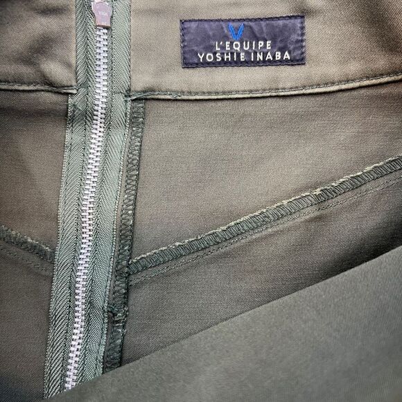 L'EQUIPE YOSHIE INABA A-Line Long Pencil Skirt Military Green Size 9 Cotton Blen - Picture 9 of 9